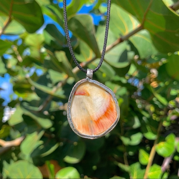 Handmade silver soldered necklace Sea shell Puerto Rico boho necklace - Picture 2 of 5